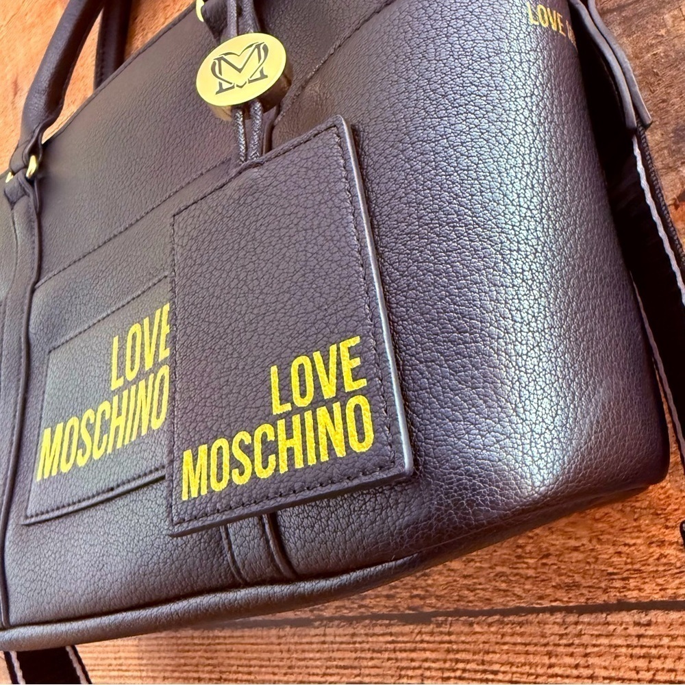 NWOT Love Moschino Black Tote with Gold Branding - Picture 6 of 12